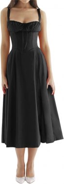 Women Y2k Summer Floral Long Dress Sleeveless Square Neck Bustier Midi Dress Vintage Flowy Party Beach Sundress