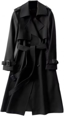 PROPFE Women Trench Coats Korean Style Trench Fashion Coat Double-Breasted Long With Belt Elegant Coat Office Windbreaker