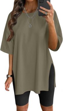 VNIRA - Women's Summer Casual T-Shirt, Short Sleeve, Oversized Workout Top