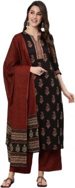 Women Kurti with Dupatta and Palazzo Set | Ladies Top Kurta Salwar Suit Pant | Festive Traditional Ready to Wea