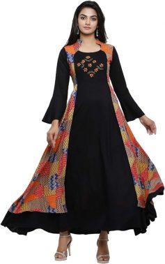 Yash Gallery Women's Rayon Embroidered Anarkali Kurta for Women