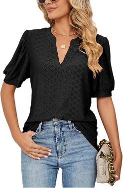 Short Sleeve shirts for women trendy V-Neck Business T-Shirt summer Elegant dressy Casual Tops