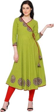YASH GALLERY Women's Cotton Kalamkari Print Anarkali Kurta for Women