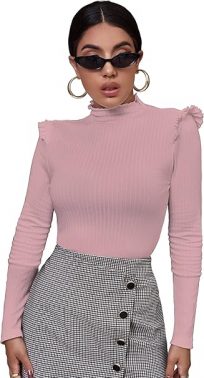 Shasmi Women's & Girls' Solid Knitted High Neck Cropped Full Sleeve Tops