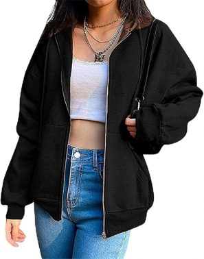 Women's Y2K Sweatshirt Oversized Zip Up Hoodies E-Girl Years Years Streetwear Jacket