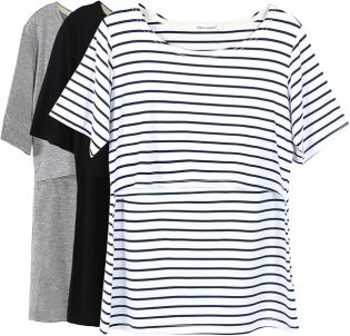 Smallshow Women's Maternity Nursing Tops Short Sleeve Breastfeeding Clothes