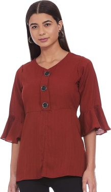 Diverse Women's Polyester Regular Fit Round Neck Empire Tops